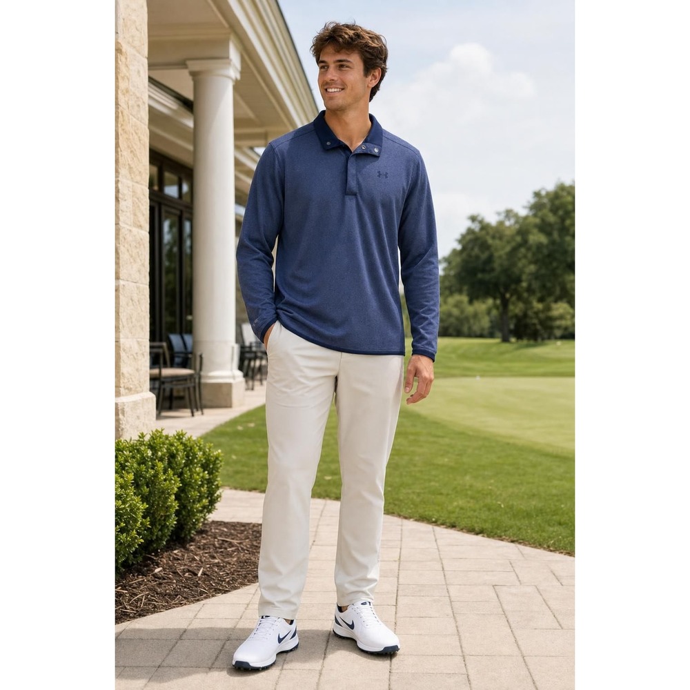 Under Armour Golf Pullover Men's XL Blue ColdGear Storm Snap Neck Preppy Casual